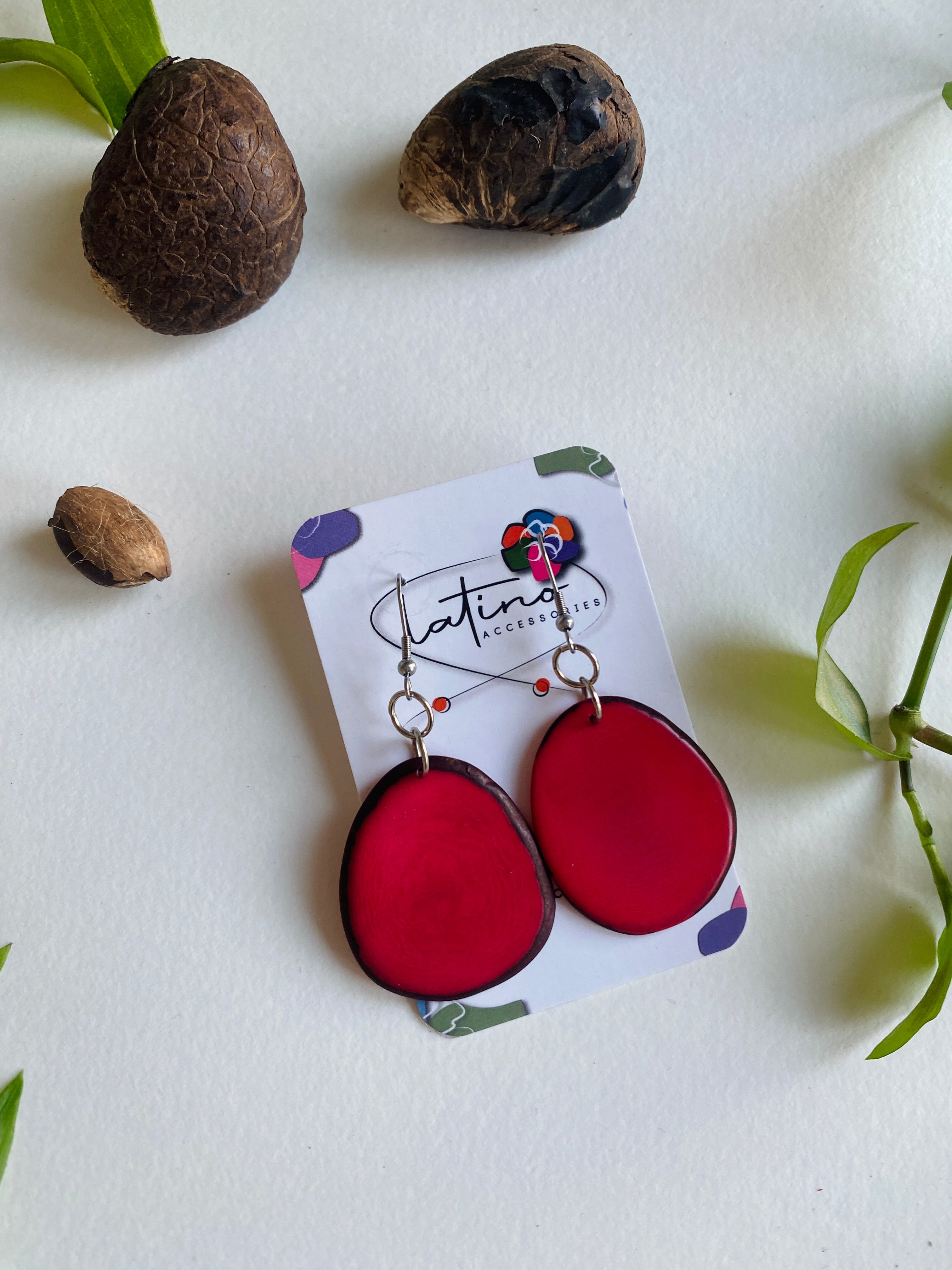 Tagua Earring - Red